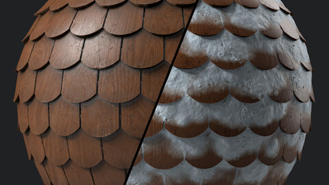 Roof Tile Materials 79- Wooden Roofing By Snow | Sbsar, Seamless, Pbr, 4k