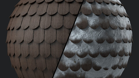 Roof Tile Materials 81- Wooden Roofing By Snow | Sbsar, Seamless, Pbr, 4k