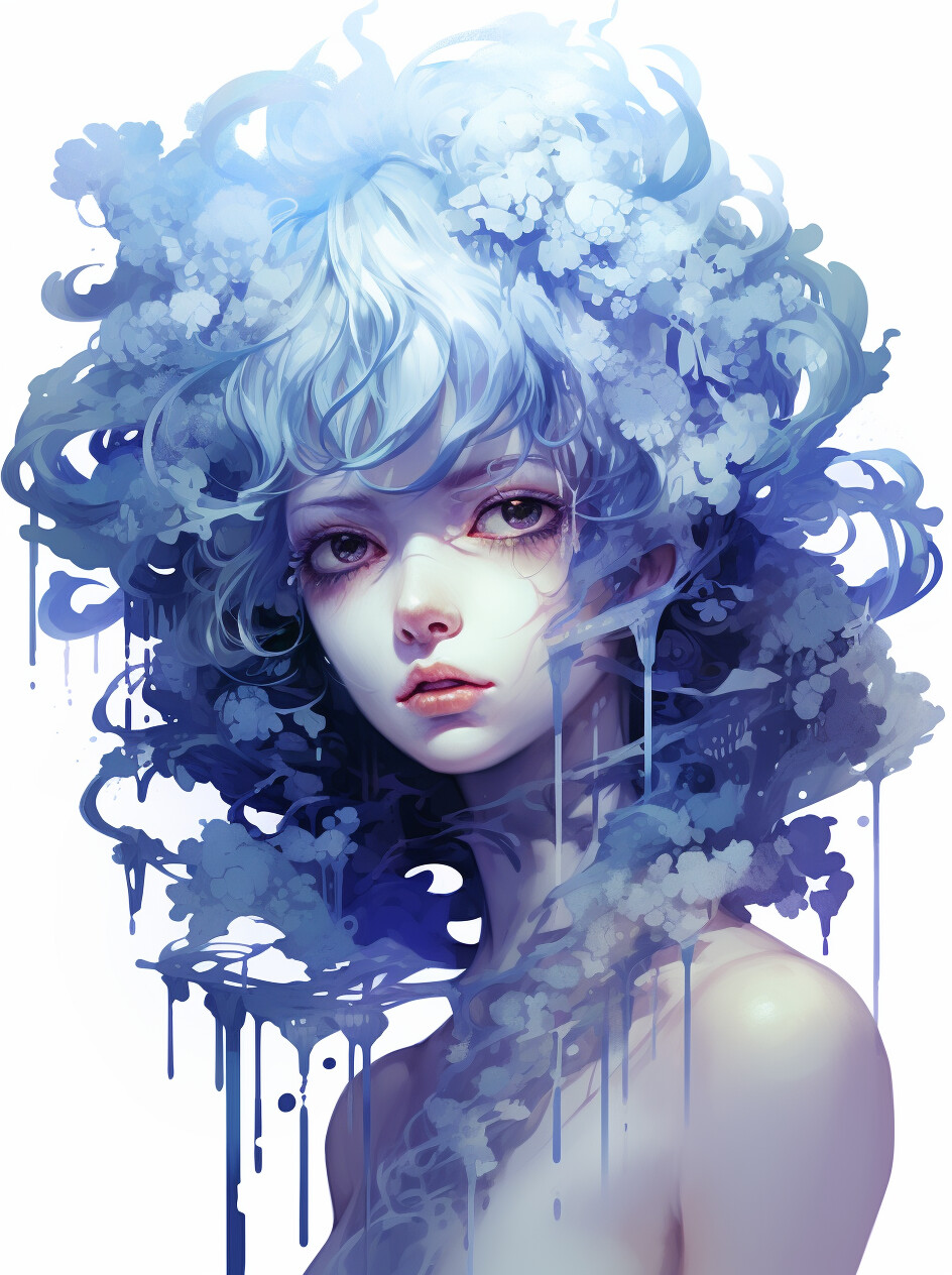 ArtStation - Blue Hair Anime Girl Illustration