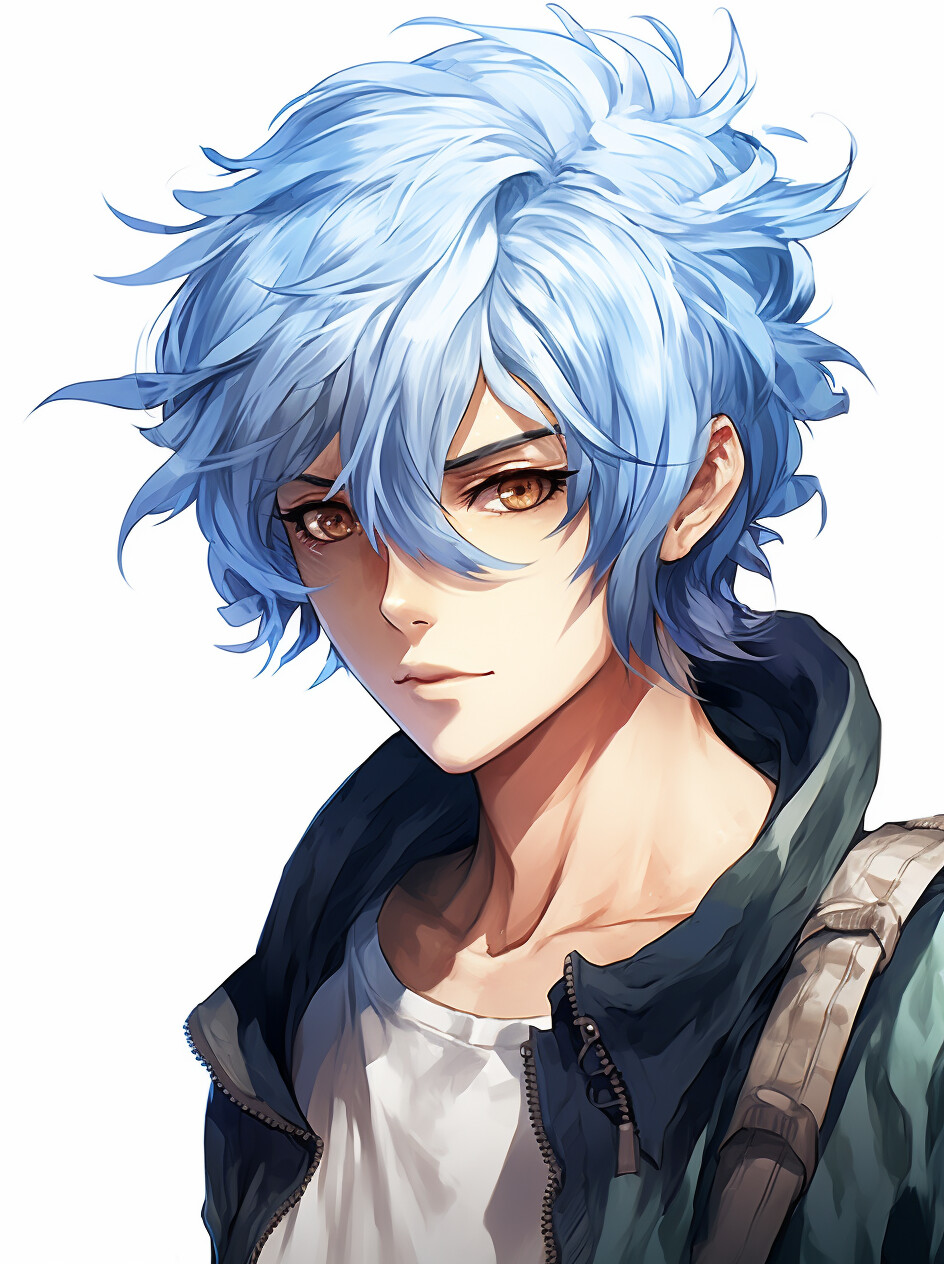 ArtStation - Nexos Anime Character, White Background, Blue Hair | Artworks