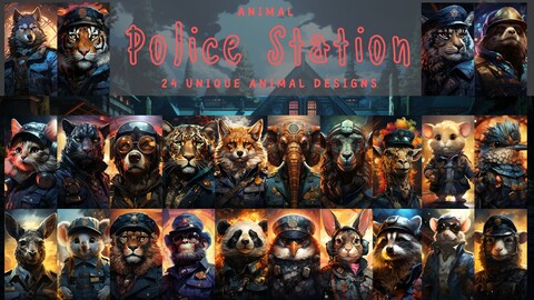 Police Station of Animal World (24 unique animal designs)