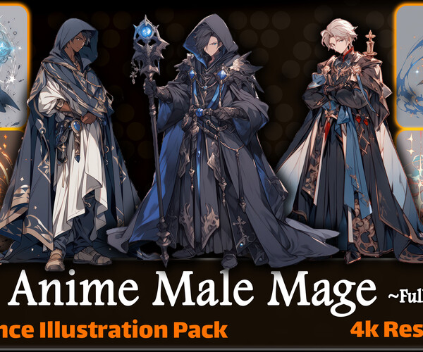 ArtStation - 200 Anime Male Mage (Full Body) Reference Pack | 4K | v.4 ...