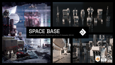 Space Base - Sci Fi Modules, Buildings And Assets Blender 3D Kitbash Pack