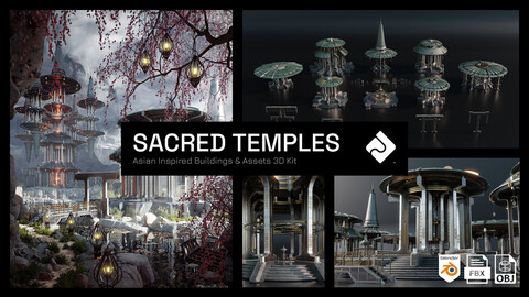 Sacred Temples - Asian Styled Buildings And Assets Blender 3D Kitbash Pack