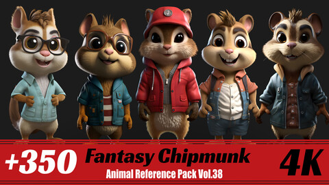 +350 Fantasy Chipmunk| 4K | Animal Reference Pack Vol.38