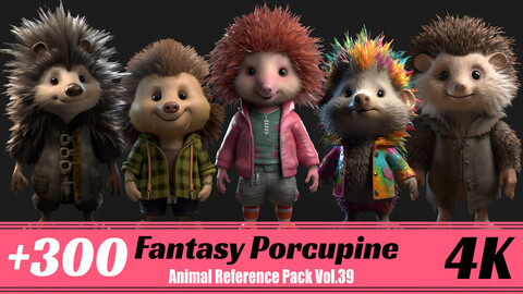 +300 Fantasy Porcupine | 4K | Animal Reference Pack Vol.39