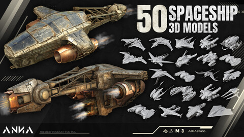 50 Spaceship Game Ready 3D Models