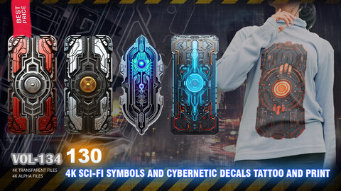 130 4K SCI-FI SYMBOLS AND CYBERNETIC DECALS FOR TATTOO AND PRINT - HIGH END QUALITY RES - (ALPHA & TRANSPARENT) - VOL134
