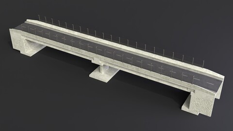 PBR Lowpoly Bridge Overpass Game Ready Modular Model