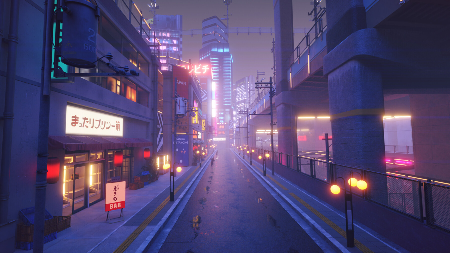 ArtStation - Japanese Cyberpunk Tokyo Streets Blender Project File ...