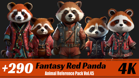 +290 Fantasy Red Panda | 4K | Animal Reference Pack Vol.45