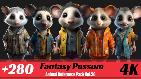 +280 Fantasy Possum | 4K | Animal Reference Pack Vol.56