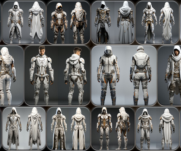 ArtStation - 200 Feminine Futuristic Outfit Reference Pack, 4K, v.28