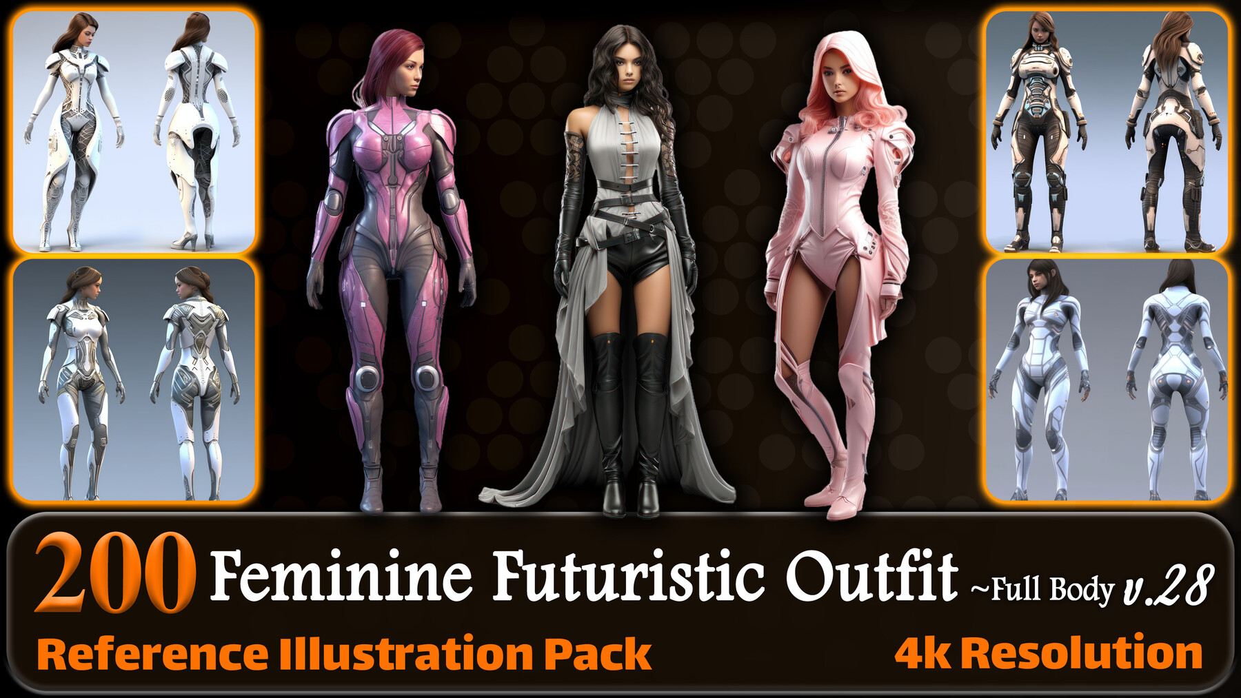 ArtStation - 200 Feminine Futuristic Outfit Reference Pack, 4K, v.28
