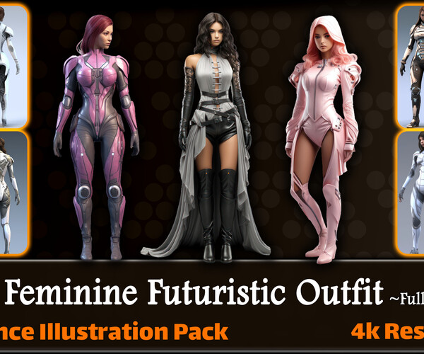 ArtStation - 450 Futuristic Female Outfit _ VOL 2 _ Character