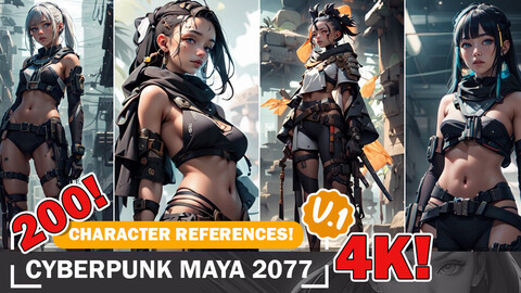 200 Cyberpunk Maya Futuristic Fashion Reference Art | V1 | 4K