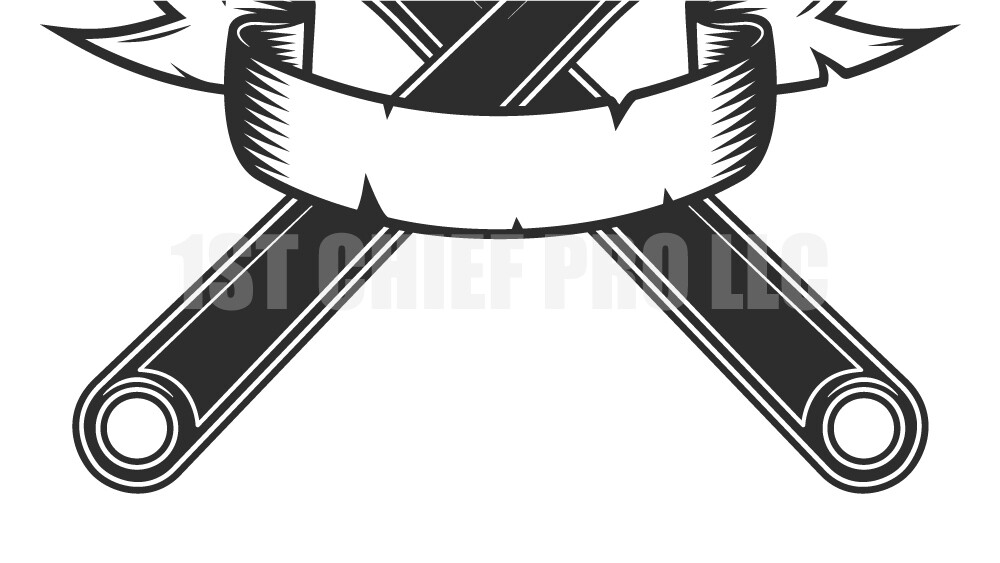 ArtStation - Wrench tools with ribbon vector icon. Construction spanner  logo design element. Plumbing Key tool.