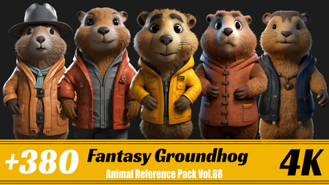 +380 Fantasy Groundhog | 4K | Animal Reference Pack Vol.68