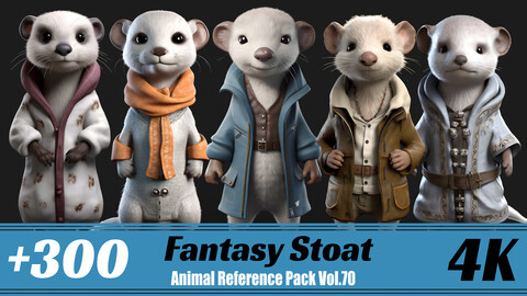 +300 Fantasy Stoat  | 4K | Animal Reference Pack Vol.70