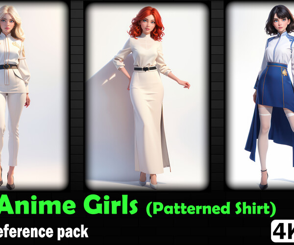 ArtStation - 200 Anime Girls (Patterned Shirt) Images Reference Pack ...