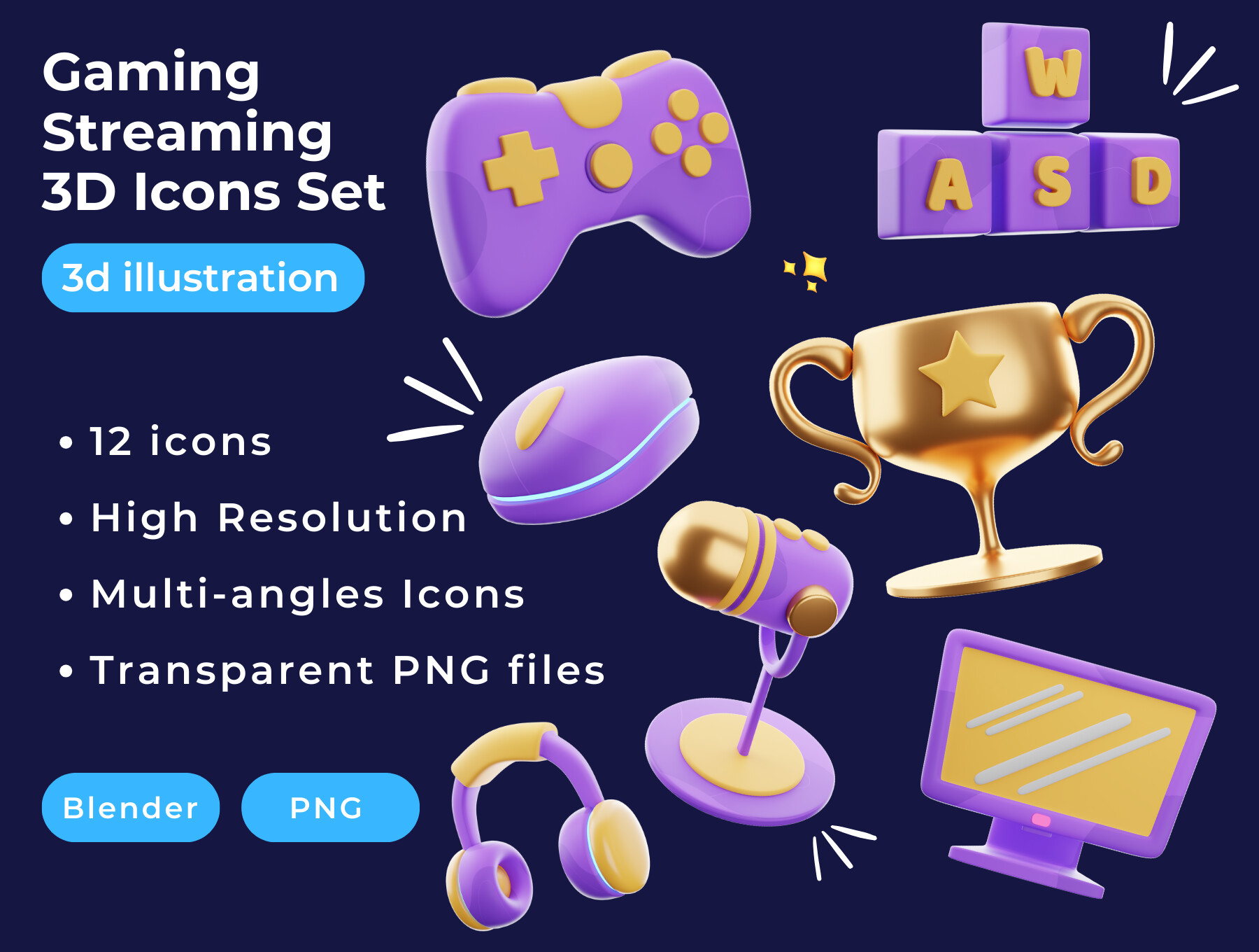 ArtStation - Gaming Streaming - 3d stylized icons perfect for apps