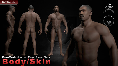 Human Male [ Body/Skin Basemesh ] Black Person