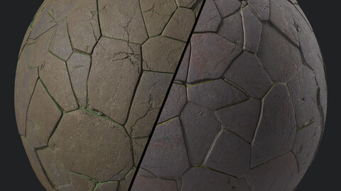 Pavement Materials 79- Brush Rock Stone | Sbsar Pbr 4k Seamless