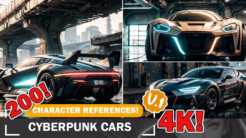 200 Cyberpunk Car Concept Reference Art | V1 | 4K