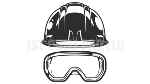 Business builder hard hat with safety glasses from new construction and remodeling house in vintage monochrome style vector illustration