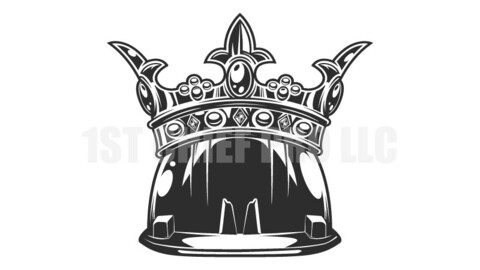 Royal king crown and business builder hard hat from new construction and remodeling house in vintage monochrome style vector illustration