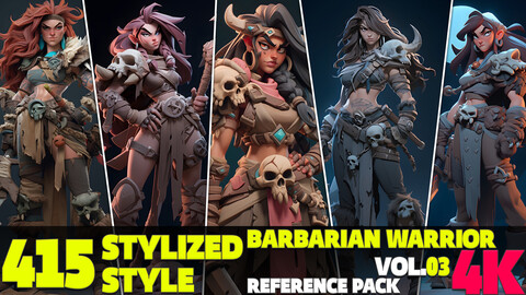 415 4K Stylized Barbarian Warrior Reference Pack Vol.03