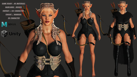 AAA 3D FANTASY FEMALE WARRIOR or KNIGHT CHARMEINE - REALISTIC RIGGED GAME READY CHARACTER