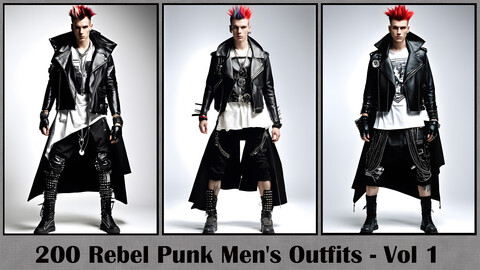 200 Reference Images of Rebel Punk Men's Costumes - Vol 1