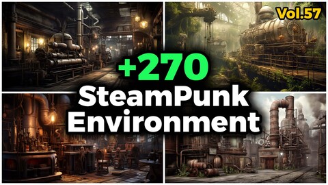 +270 Steampunk Environment Concept (4k) | Vol_57
