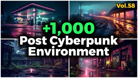 +1,000 Post Cyberpunk Environment Concept (4k) | Vol_58