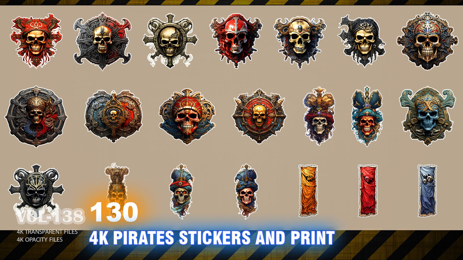 ArtStation - 130 4K PIRATES STICKERS AND PRINT - HIGH END QUALITY RES -  (TRANSPARENT & OPACITY) - VOL138