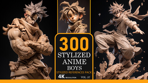 Stylized Anime Boys Vol.37-4K|Stylized References Pack