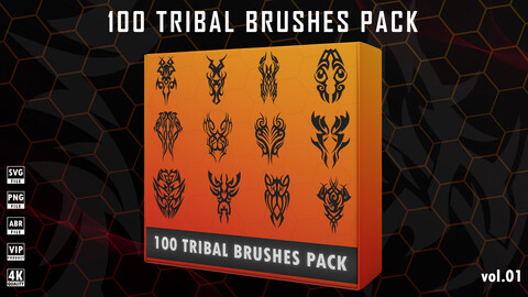 100 Tribal Brushes For Photoshop   ( ABR & PNG & SVG )