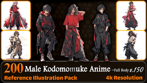 200 Male Kodomomuke Anime (Full Body) Reference Pack | 4K | v.150