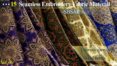 15 Seamless Embroidery Fabric Material -SBSAR