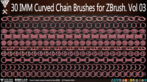 30 IMM Curved Chain Brushes for ZBrush Volume 03