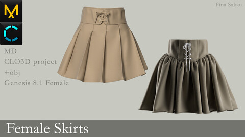 Female Skirts #1. Marvelous Designer / Clo 3D project +obj