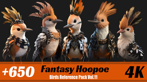 +650 Fantasy Hoopoe | 4K | Birds Reference Pack Vol.11