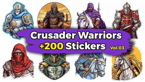 +200 Crusader Warriors Stickers (4k)