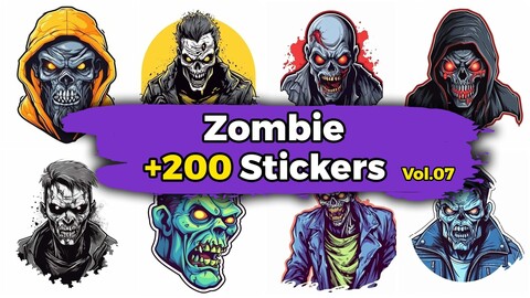 +200 Zombie Stickers (4k)