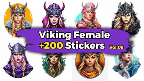 +200 Viking Female Stickers (4k)