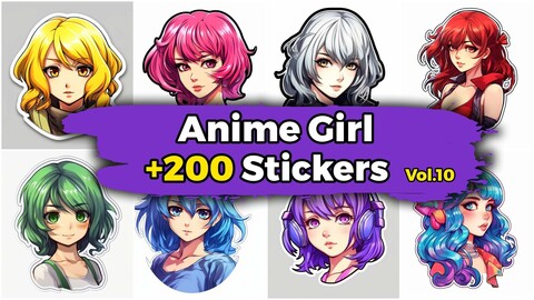 +200 Anime Girl Stickers (4k)
