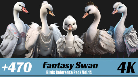 +470 Fantasy Swan | 4K | Birds Reference Pack Vol.14