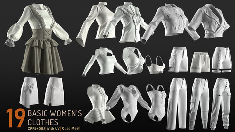 19 Basic Women's Clothes Pack - VOL 03 - Marvelous / CLO Project file