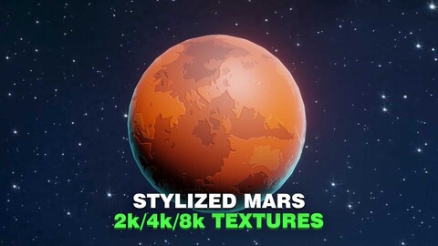 Stylized Planet Mars 3D Model 2k/4k/8k Textures